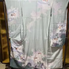 振袖　成人式　正絹　グリーン