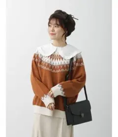 ehka sopo エヘカソポ 求心柄ジャカードプルオーバー ニット セーター