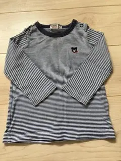 ミキハウス　ベビー服　男の子　長袖ストライプTシャツ
