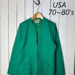 USA 70s80s ノーカラーポリジャケット 12 緑 やや薄手 ヴィンテージ