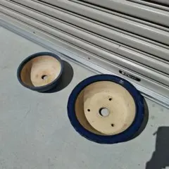 丸型　盆栽鉢　2個セット　植木鉢　水色&藍色