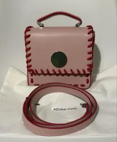 レア美品　ADINA MUSE レザー　本革　ステッチ ショルダーバッグ　ピンクのサムネイル
