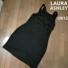 LAURA ASHLEY ノースリーブワンピース　背中あき ブラック　サテン