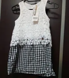 ⭐新品未使用⭐ノースリーブ ワンピース 白黒チェック サイズ110