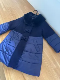 familiar ネイビー ファー付きコート110センチ