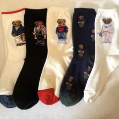 ポロラルフローレンのレディース用ソックス5足セット、新品、サイズ22-24cm