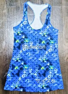 lululemon レーサーバック タンクトップ ブルー ドット柄 サイズ6