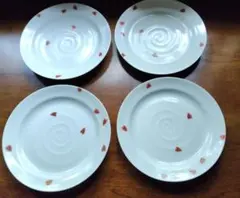 橘吉　陶磁器製のハート装飾皿4枚セット