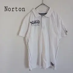 ノートン Norton ロゴ刺繍 半袖コットンポロシャツ 綿100% 白 Lのサムネイル