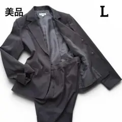 美品　クロスプラス パンツスーツ セットアップグレー 通勤 洗える ストレッチL