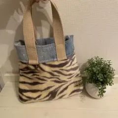 ゼブラ柄デニム　　ミニトートバッグ