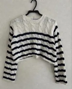 Bershka ボーダー ショート丈 ニット