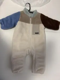 プティマイン(petit main)配色ボアジャンプスーツ　70サイズ