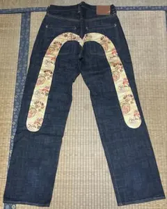希少柄 EVISU 大カモメ 和柄 デニムパンツ W32 赤耳 大黒 2001 - メルカリ