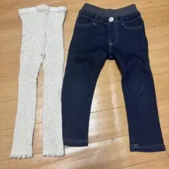 リブレギンスとデニムパンツセット　100-110