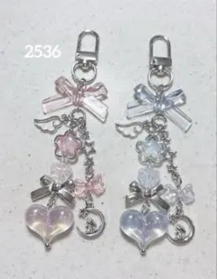 ビーズキーホルダー ピンク 青 水色 韓国 y2k コレクトブック 2点