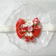 ベビーヘアバンド　お食い初め　ひな祭り　初節句　髪飾り　つまみ細工　680