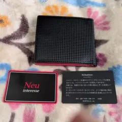 Neu interesse 本革 二つ折り財布 黒/赤のサムネイル