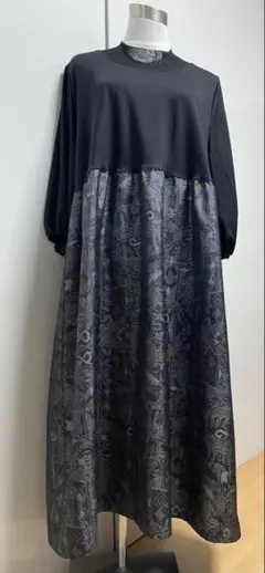 2199 着物リメイク　大島紬　ワンピース　L