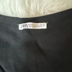ZARA スクエアネック リブトップス 長袖 ブラック」のサムネイル