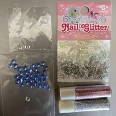 ネイルグリッターとストーンセット