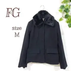 FG　ファーコート　ファー取り外し可　ショートコート　ブラックジャケット　M