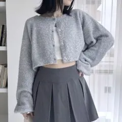 heather ラメニットカーディガン