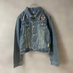Disney デニムジャケット　背面刺繍　ミニー　キッズLサイズ