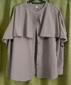 ★GU フリルデザイン長袖シャツ グレー