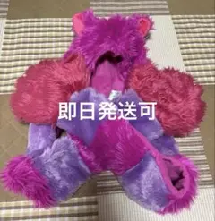 耳付きファー付きスカーフ ピンク紫 チェシャ猫 マフラーキャップ ファンキャップ