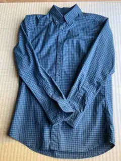 UNIQLO グリーン系チェック長袖シャツ S