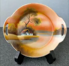 素敵な1品です★限定セール★幅約19.4cm★オールドノリタケ 夕焼け風景絵皿のサムネイル