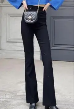 GRL ストレッチフレアパンツ cu34 L