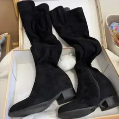 REZOY ブラック スエード ニーハイブーツ 24.5 シークレットヒール