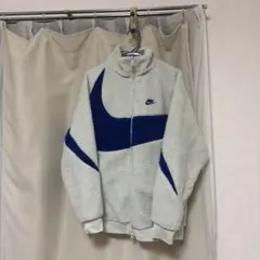 NIKE ボアジャケット ビッグスウッシュ ホワイト×ネイビー L