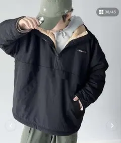 JAVA ジャバ リバーシブル ハーフジップ ナイロン ボア ブルゾン 黒