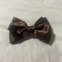 リボン バレッタ ヘアアクセサリー ブラウン シンプル