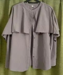 ♪GU フリルデザイン長袖シャツ グレー