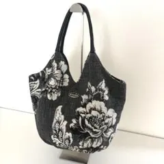 Think Bee! トートバッグ ジャガード 花柄 大容量 肩掛け グレー