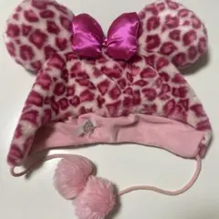 ミニー　ヒョウ柄耳付きキャップ
