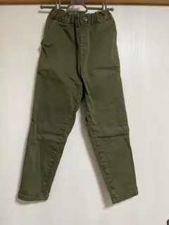 のびのびワイドテーパードパンツ　GU 140 カーキ