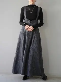 ペイズリージャガード２WAYフレアジャンパースカート/チャコールグレーFree