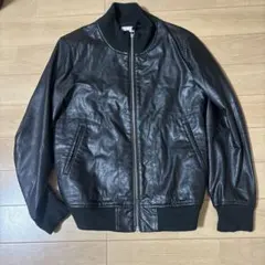 GLOBALWORKブラック合皮レザーライダーズジャケット ブルゾン アウター