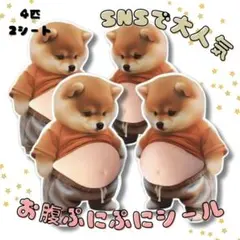 【4匹】お腹ぷにぷにシール 柴犬 おなかぷくぷくシール 3Dシール
