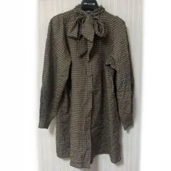 earth music&ecology チェック柄リボン付きワンピース