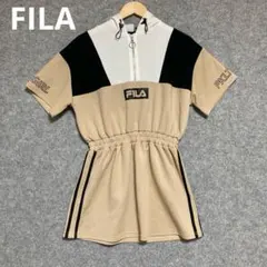 FILA フード付き半袖トップス ミニワンピ ベージュ
