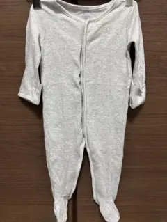 グレー 長袖ロンパース 足付き