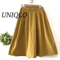 【美品】ユニクロ【Ｓ】フレアスカート　ドライ　タック　ミモレ丈　薄手