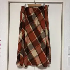 オレンジ系チェック柄ロングスカート