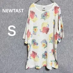 海外古着✨【NEWTAST 】花柄チェック Tシャツ サイズＳ　薄手